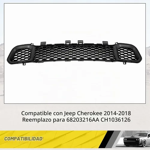 Vista 2 de KUAFU - Parrilla compatible con parachoques Jeep Cherokee 68203216AA