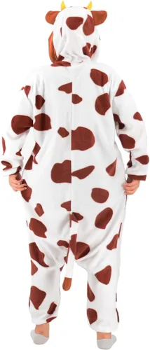 Vista 6 de Adult Cow One Piece Pajamas Animal Cosplay Halloween Costume for Men Women