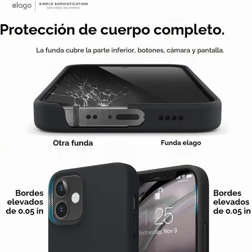 Vista 5 de elago Funda de silicona líquida prémium para iPhone 12 Mini, color negro