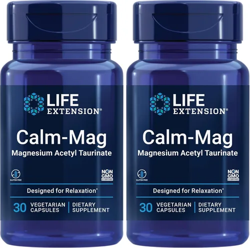 Vista 11 de Life Extension Calm-Mag, Acetil Taurinato de Magnesio, Fórmula Diaria de Manejo del Estrés, Apoya la Calma y la Relajación, Sin Gluten, Sin OGM