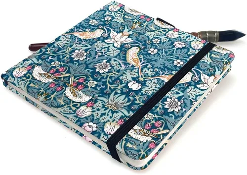 Vista 6 de E-WEICHEN 5x5 Cuadernos de acuarela de tela portátiles hechos a mano con tapa dura de tela cosida para viajes Papel para acuarela de 140LB/300gsm 20