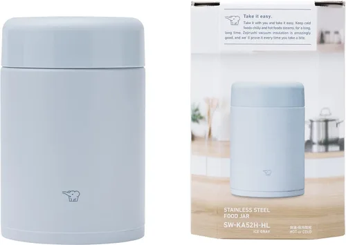 Vista 2 de Zojirushi SW-KA52H - Tarro de almuerzo de acero inoxidable, 18 onzas, gris hielo