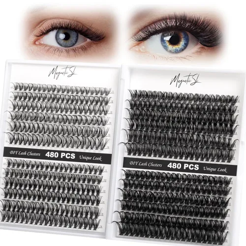 Vista 15 de Extensiones de pestañas en racimo, 72 racimos de pestañas individuales, extensiones de pestañas postizas, kit de extensión de pestañas para colocar