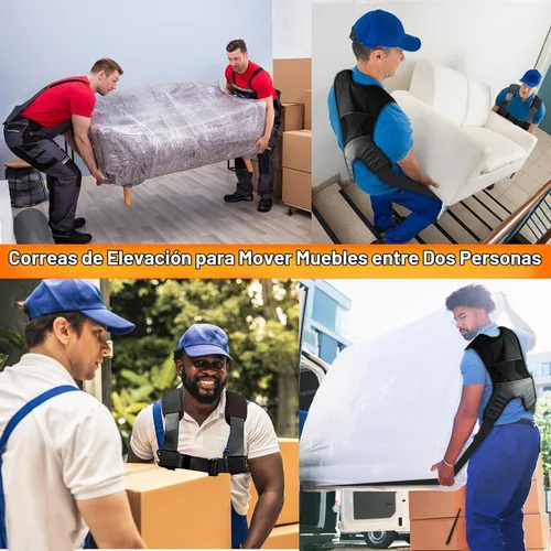 Vista 5 de Correas para mover muebles con hebilla en el pecho, sistema de elevación y movimiento para 2 personas, correa de hombro ajustable para transportar