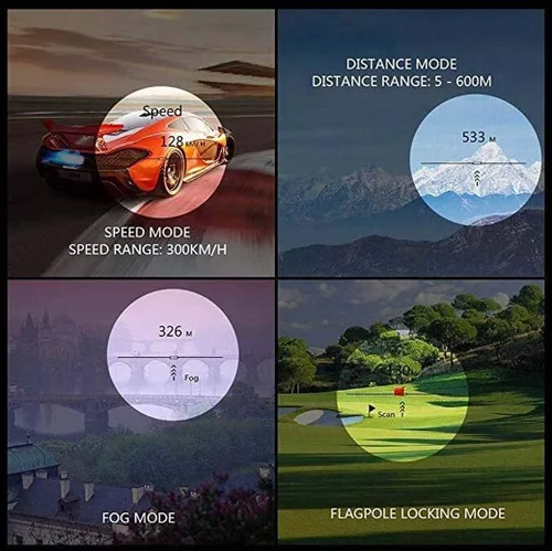 Vista 4 de Telémetro de golf multifunción - Pantalla LCD, buscador de rango de 3,280.8 ft, velocímetro impermeable para regla electrónica, telescopio de rango