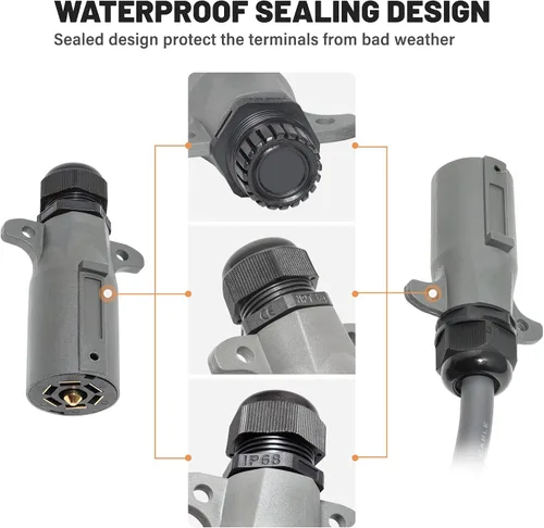 Vista 8 de Oyviny Adaptador de remolque plano de 7 vías a 12 V y 4/5 + enchufe de remolque desmontable de 7 pines RV