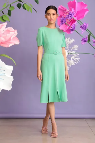 Vista 6 de Maggy London Vestido de crepé de buceo de manga corta para mujer