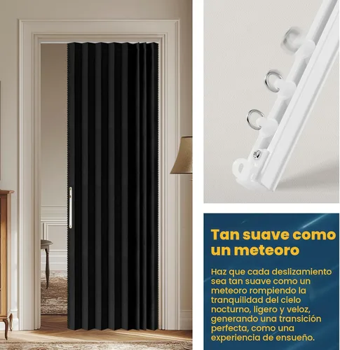 Vista 6 de AJAZZ Cortinas 100% Opacas para Puertas Corredizas de Entrada, Puertas de Acordeón para Entrada, Cortina Magnética para Puerta de Dormitorio Sala