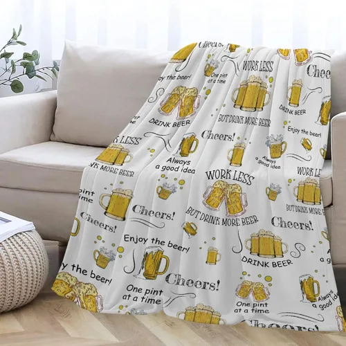 Vista 2 de Manta de cerveza de regalo para niñas, niños y adultos, manta de franela súper suave para sofá, cama, campamento y viajes, decoración cálida