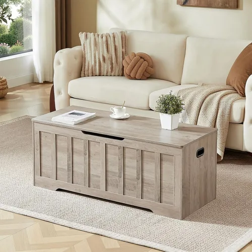 Vista 2 de VANKILEY Cofre de almacenamiento grande de 47.2", banco de almacenamiento Gris beige