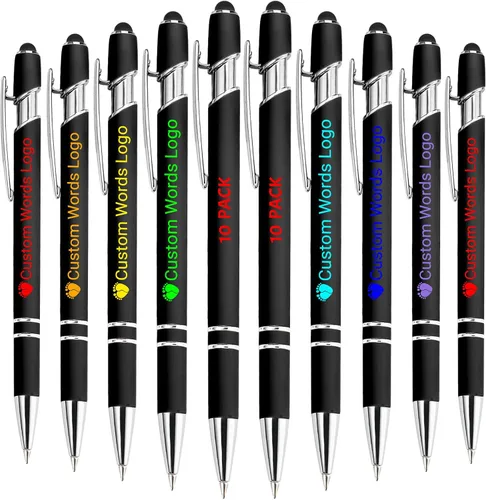 Vista 8 de Bolígrafo personalizado con nombre, bolígrafo personalizado, logotipo, tinta negra suave, regalo personalizado para mujeres, hombres, negocios