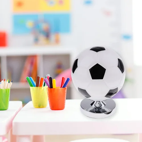 Vista 2 de Lámpara de escritorio de mesa de balón de fútbol de cristal, regalo para fanáticos del fútbol, regalo de Navidad para adolescentes
