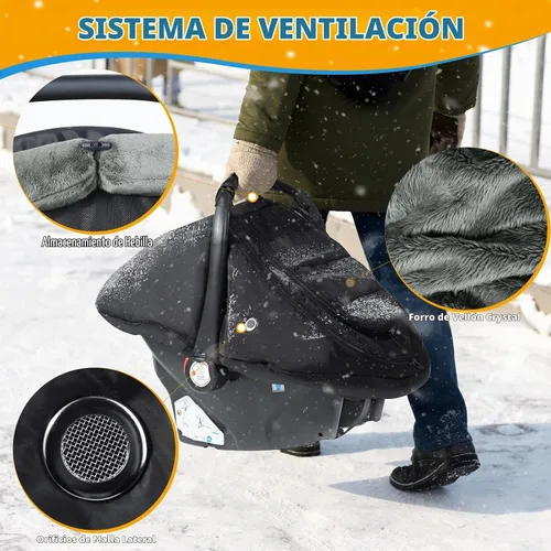Vista 4 de IvyWind Funda de asiento de automóvil de invierno para bebé, funda universal para asiento de automóvil para bebés con ventana de malla transpirable