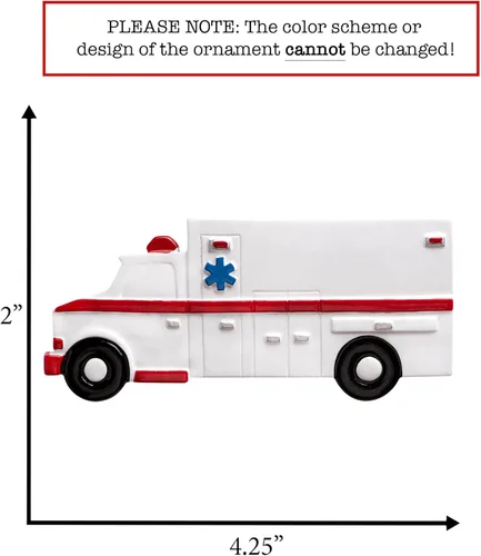 Vista 2 de Adorno de Navidad personalizado de ambulancia 2026 – Personalización gratuita Regalo de recuerdo único para paramédicos médicos de emergencia EMT