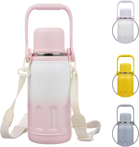 Vista 29 de BJPKPK - Botellas de agua termoaisladas de 27 onzas con tapa y asa de transporte, botellas de agua de acero inoxidable libres de BPA para la Verde