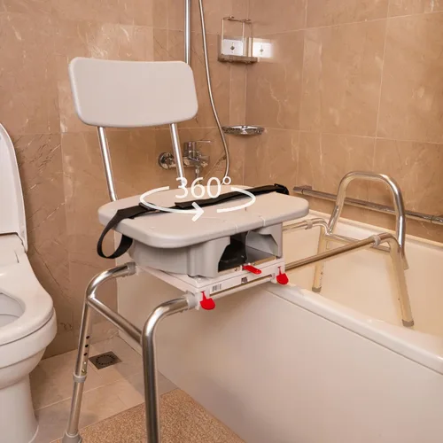Vista 10 de Eagle Health Supplies Silla de ducha deslizante con banco de transferencia para bañera con asiento recortado, elegible para FSA/HSA, bancos de ducha