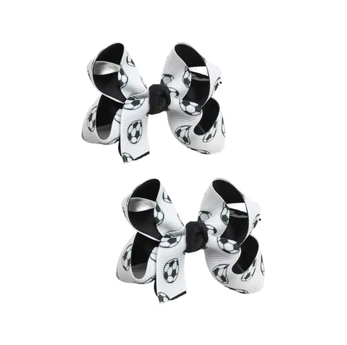 Vista 6 de Pinzas para el pelo de fútbol, cinta de fútbol, accesorios para el cabello para niñas, pinzas para el cabello de fútbol, 2 unidades, color negro