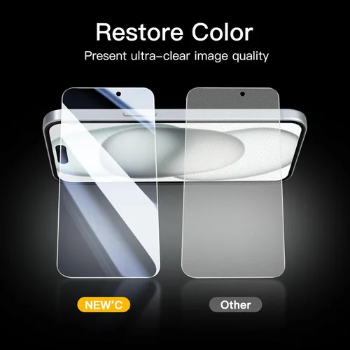 Vista 129 de NEW'C Paquete de 3 protectores de pantalla de privacidad para iPhone Air/iPhone 17 Air (6.5 pulgadas), película de vidrio templado antiespía