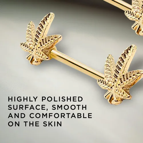 Vista 5 de Pierce2GO Piercing para pezón de marihuana de oro de 0.49oz, 2