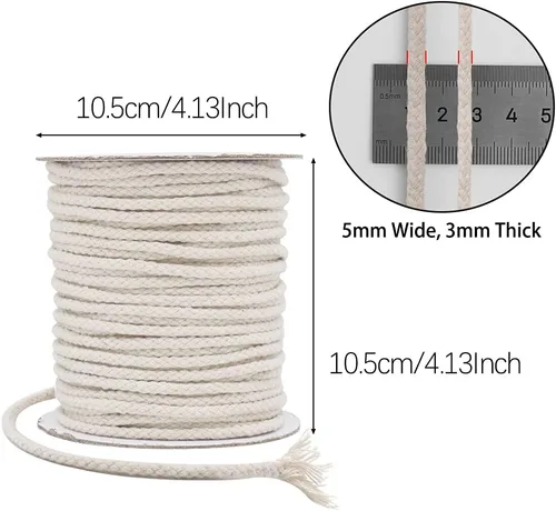 Vista 5 de Tenn Well Cordón de macramé de 165 pies y 0.197 in de algodón trenzado Beige