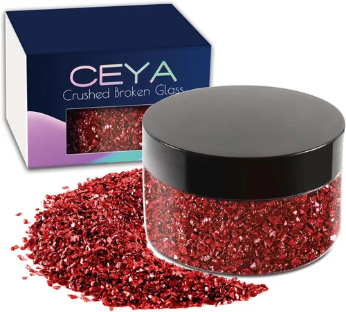Vista 44 de Ceya - Conjunto de purpurina de vidrio irregular triturado en 32 colores, 640g/ 22.6 oz, chips de cristal metálico roto de 2-4mm, purpurina gruesa