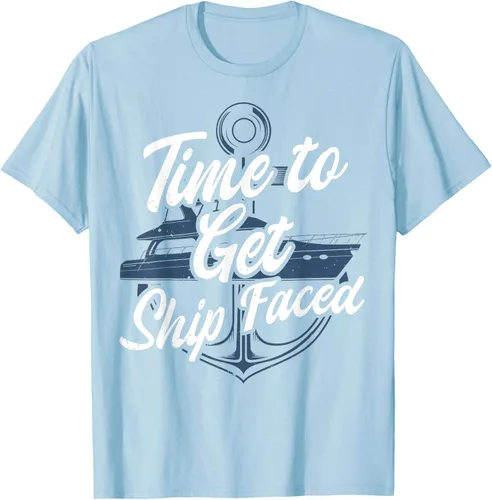 Vista 30 de Time to Get Ship Faced Holiday Hilarante Nautical Sailing Camiseta, Negro, S