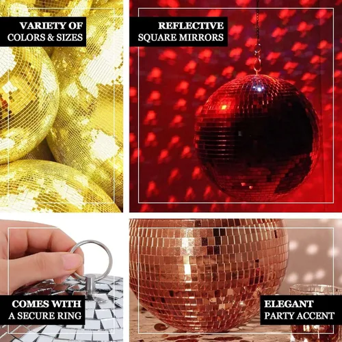 Vista 4 de Efavormart - 6 espejos de cristal de oro rosa de 2 pulgadas, decoración de fiesta de discoteca para bodas, eventos, fiestas de cumpleaños