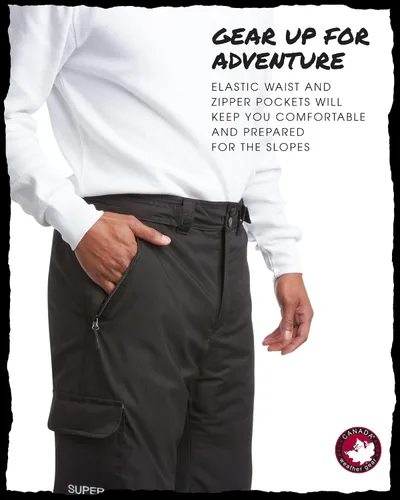 Vista 4 de CANADA WEATHER GEAR Pantalones de nieve para hombre, aislados, pesados, impermeables, para snowboard, pantalones de esquí resistentes a