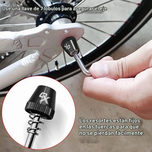 Vista 5 de ONIPAX Pasador de bloqueo antirrobo para bicicleta de 7 lobos, seguro para el cubo de la rueda de bicicleta