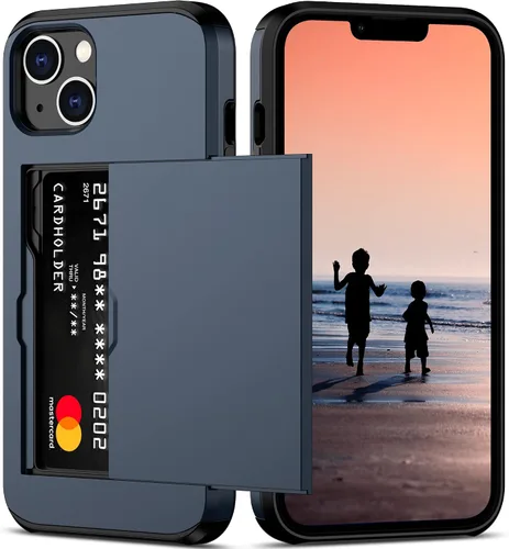 Vista 33 de Nvollnoe Funda para iPhone 14 con tarjetero [almacena 5 tarjetas] Funda tipo cartera de doble capa resistente a prueba de golpes con ranura oculta
