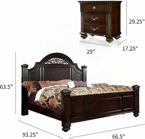 Vista 2 de 24/7 Shop at Home Syracuse - Juego de dormitorio de 6 piezas, tamaño Queen, nogal