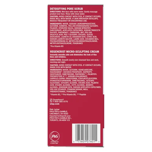 Vista 8 de Olay Limpiador Facial Regenerist Advanced Anti-Aging Pore Scrub Cleanser (5.0 Oz) y Crema Hidratante Facial Micro-Sculpting (1.7 Oz) Paquete Dúo