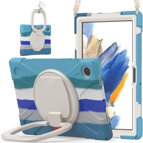 Vista 134 de 360 Rotation Case for Galaxy Tab ActivePro/Tab Active4 Pro/Active 5 Pro 10.1" Sturdy Cover Rotate Ring Stand Shoulder Carrying Strap Hand Strap