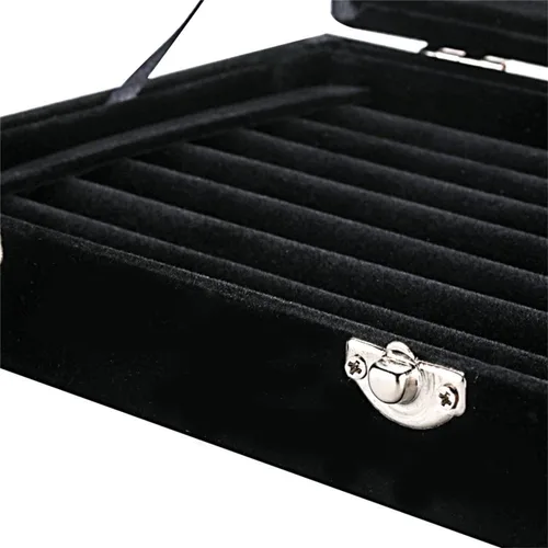 Vista 6 de Organizador de 50 anillos de vidrio de terciopelo para joyería, soporte de exhibición de anillos, caja de almacenamiento, aretes, joyero, caja
