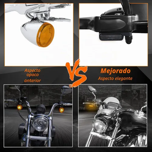 Vista 4 de Intermitentes LED universales para motocicleta, luces marcadoras de manillar, intermitentes delanteros de tamaño mini para motocicleta Cruiser