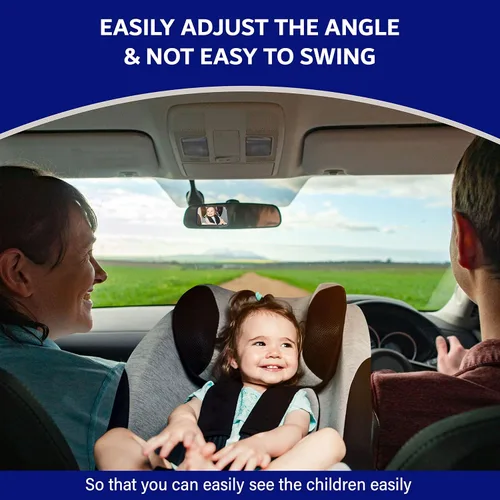 Vista 3 de Espejo de coche para bebé, espejo de seguridad para asiento de automóvil para bebé con amplia visión transparente, inastillable, totalmente montado