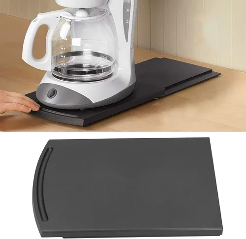 Vista 6 de Práctica bandeja deslizante, bandeja deslizante para cafetera, tostadora, encimera, deslizador móvil con ruedas giratorias suaves, bandeja para mesa