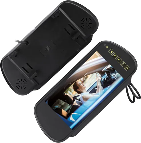 Vista 8 de DAN&DRE Espejo retrovisor 7 "LCD cámara de visión trasera negro espejo monitor coche furgoneta camión autobús control remoto AV1 AV2 720P 120 °