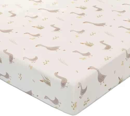 Vista 18 de Crane Baby Sábana bajera, sábana bajera ajustable de algodón suave para cunas y guarderías, cobre beige, 28 pulgadas de ancho x 52 pulgadas de alto