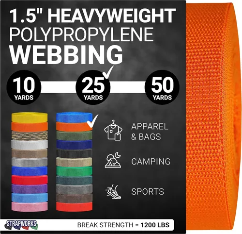 Vista 40 de Strapworks Heavyweight Polypropylene Webbing - Heavy Duty Poly Strapping for Outdoor DIY Gear Repair, 1.5 Inches