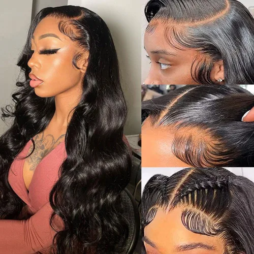 Vista 10 de Pelucas de cabello humano con encaje frontal HD de 24 pulgadas, densidad del 250%, pelucas de cabello humano con encaje frontal ondulado corporal