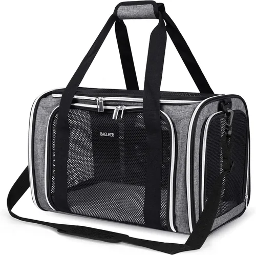 Vista 15 de BAGLHER Bolsa de Transporte para Gatos, Transportador de Mascotas Aprobado por Aerolíneas, de Cara Suave, Portador de Viaje para Mascotas, 5 Puertas