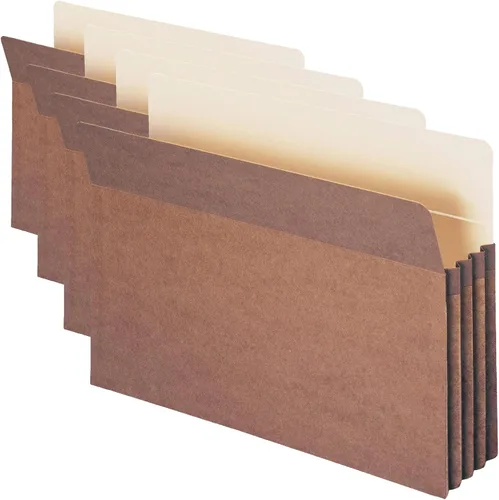 Vista 6 de Smead Bolsillo para archivo, pestaña de corte recto, expansión de 3-1/2", tamaño legal, cuerda roja, 25 por caja (74224)