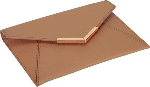 Vista 5 de Dexmay - Bolso de mano tipo sobre para mujer, tamaño mediano, de piel saffiano, plegable