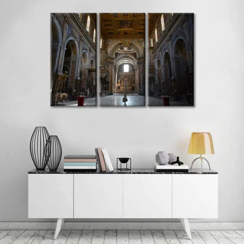 Vista 4 de TUMOVO Decoración de pared de iglesia cristiana de 3 paneles, imágenes de la resurrección de Jesús para sala de estar, dormitorio, cocina