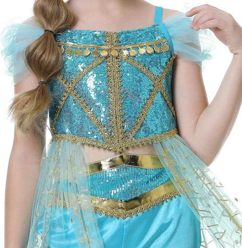 Vista 6 de Lito Angels Disfraz de princesa árabe con diadema para niñas pequeñas