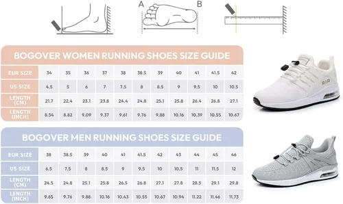 Vista 6 de BOGOVER Zapatillas de correr para mujer, transpirables, con amortiguación de aire, elásticas, sin atar, cordones