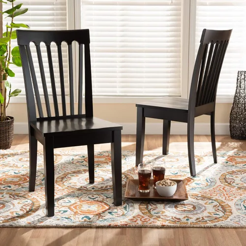 Vista 2 de Baxton Studio Minette - Juego de sillas de comedor de transición, madera marrón oscuro, 2 piezas