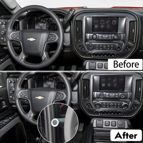 Vista 7 de Cubierta de perilla para Chevy Silverado 2014-2018, control de temperatura, botón de luz de radio de volumen, consola central, interruptor de señal
