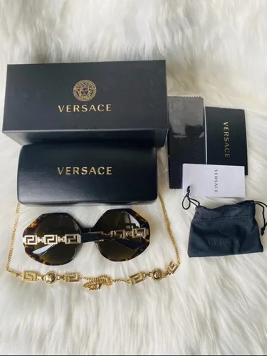 Vista 4 de Versace Lentes de sol para mujer montura Havana lentes marrón oscuro 2323in